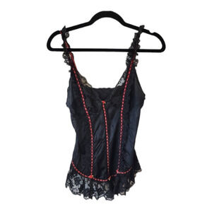 Vintage Tosca red and black lace camisole rose goth size medium